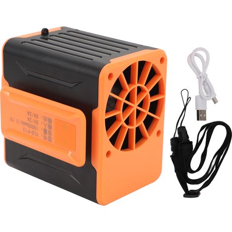 Ortviai Ventilateur de Ceinture Rechargeable USB 10000 mAh avec Lampe Torche, 4 Vitesses et Écran LED (1/5)