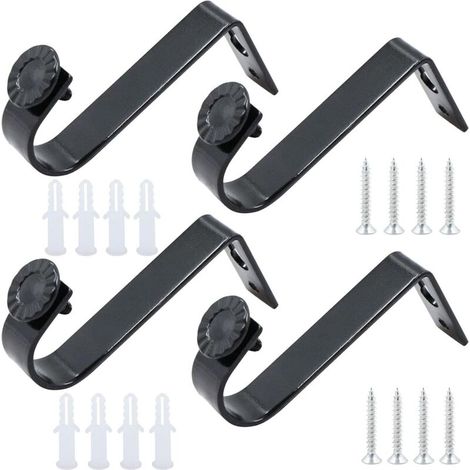 Lntyq Lot de 4 supports de plafond pour tringles à rideaux, supports de tringle à rideaux, supports de tringle à rideaux, supports muraux pour tringles à rideaux, diamètre intérieur de 22 mm