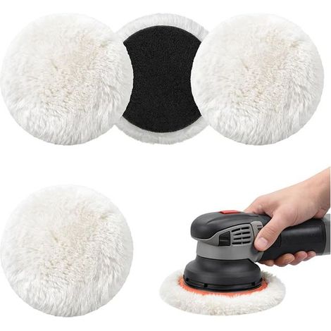 Wool Polishing Pads, Wool Polishing Disc, Round Set for Chandelier, Auto Finish, Headlight, Bodywork, Stainless Steel, Glass (1/5)