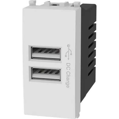 Modulo Doppia Presa USB da Incasso Caricatore Compatibile Matix Bticino Bianco