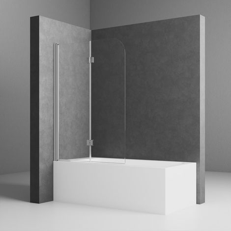 100 x 120 cm Duschwand für Badewanne Badewannenaufsatz 2-teilig Duschtrennwand für Badewanne Duschwand Badewanne Faltwand Duschabtrennung Badewanne, 6mm ESG Glas