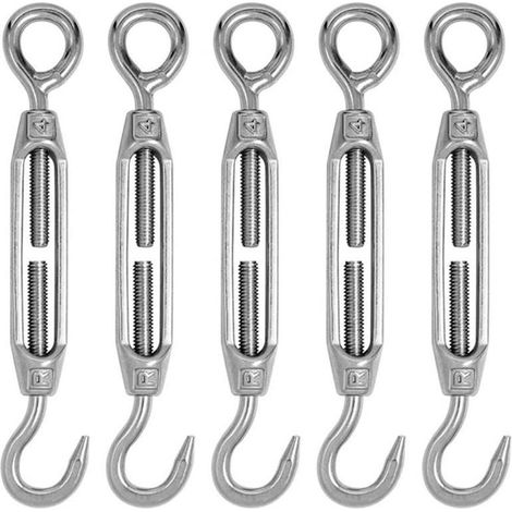 5 Pièces Tendeur Fil M4 Acier Inoxydable Ridoir Réglable Crochet Et Œil Ensemble Robust (1/3)