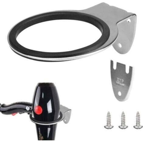 CCYKXA Support Seche Cheveux en Acier Inoxydable Porte Sèche Cheveux Mural Antirouille Titulaires de Sèche-Cheveux Anti-Corrosion avec Joint et Visser pour Cuisine Salle de Bain Salon de Coiffure