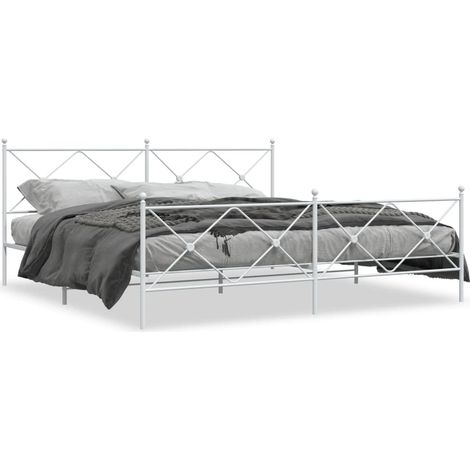 Maison Exclusive - Cadre de lit métal sans matelas et pied de lit blanc 200x200 cm (1/5)