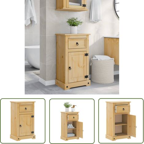 The Living Store Badschrank Corona 45x33x80 cm Massivholz Kiefer - Badschrank - Massivholzmöbel - Kiefernholz - Badezimmermöbel - Aufbewahrung (1/5)