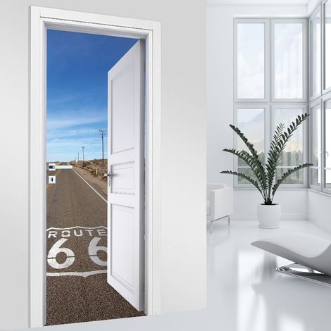 Stickers pour porte - Route 66 - 93 x 205 cm - Adhésif + Protection BRILLANTE (1/2)