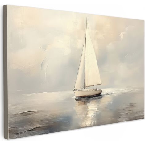 TABLEAU SUR TOILE Voilier - Mer - Nuageux Toile Peinture Grand Format XXL 150x100 cm
