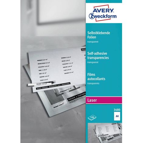 Avery-Zweckform 3480 Pellicola autoadesiva DIN A4 Stampante laser a colori, Stampante laser, Stampante a colori, Fotoco (1/5)