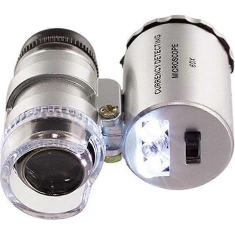 Loupe de bijoutier de poche OOTDTY 60x Mini LED UV, microscope, loupe en verre pour bijoux (1/5)
