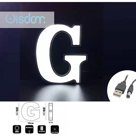 DECORAZIONE LUMINOSA LED A BATTERIA LETTERA G - IDEALE PER EVENTI COMPLEANNI E DECORAZIONI PER LA CASA