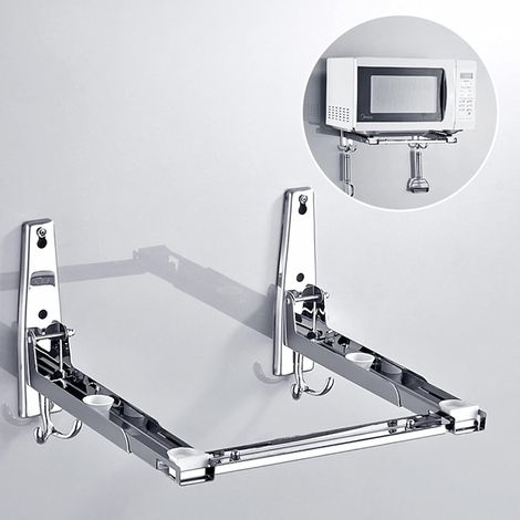 Ausziehbarer Wandhalter für Mikrowellen, Wandhalter aus Edelstahl, Länge und Breite verstellbar, Gewicht 50 kg (1/5)