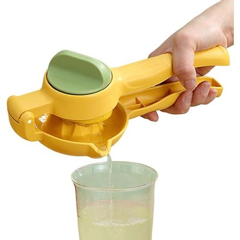 Exprimidor manual de limones - Prensa para cítricos y limas - Prepara zumo fresco - Alta extracción de zumo - 23 x 11,5 cm - Limón amarillo (1/5)