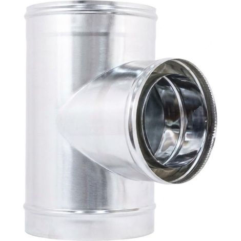 MAKA Raccordo a T 90° Canna Fumaria Doppia Parete 50 Inox Ø 80 mm (esterno 180) (1/5)