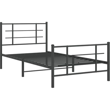 Cadre de lit métal sans matelas avec pied de lit noir 107x203cm vidaXL (1/5)