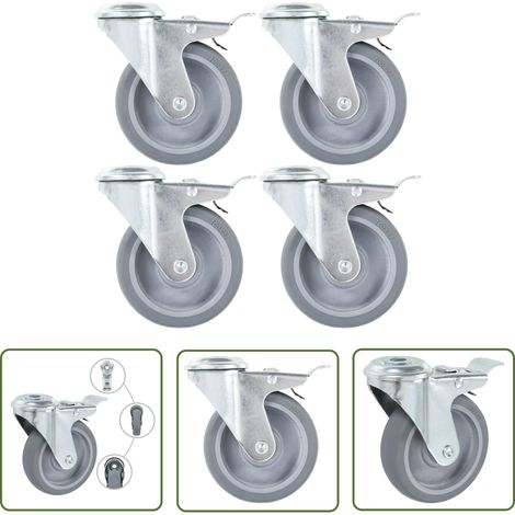 vidaXL Lenkrollen mit Bolzenloch und Doppelbremsen 4 Stk. 100 mm (1/5)