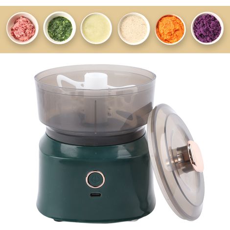 [Máquina eléctrica] [Molinillo de carne para cocina] [Verde] Molinillo de verduras y carne USB con prensa de ajo eléctrica, plástico, apto para alimentos, 800 mAh (1/5)