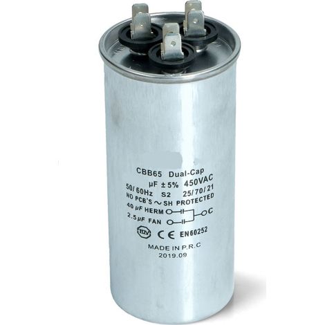 CONDENSATORE CONDIZIONATORE METALLICO  35+1,5 UF 450V   -- AT 00230351