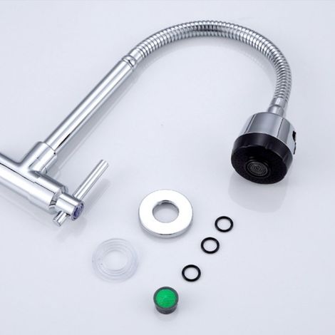 Cross-border trade wholesale single cold-washing sink faucet kitchen splash-proof sink electroplated faucet -- swivel horizontal type