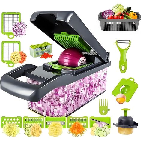 Hachoir Légumes 16 en 1 avec Lames Inox et Accessoires