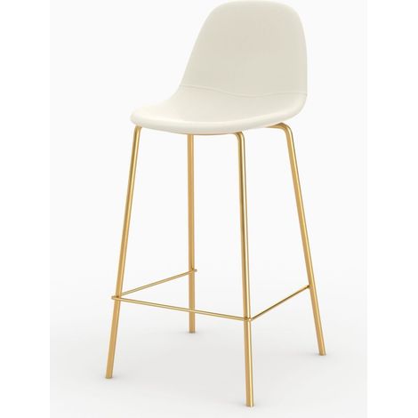 Silla para isla central de cuero sintético blanco 65 cm - Henrik