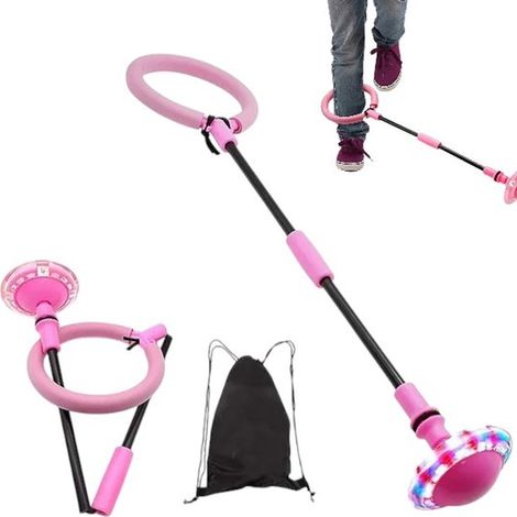 Balle de corde à sauter lumineuse pour enfants et adultes, pliable et colorée, jeu de fitness et de coordination, rose (1/5)