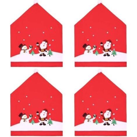 Housses de chaise de noël, 4 pièces, décoration de chaise pour fête de noël et dîner,décorations de Noël (1/4)
