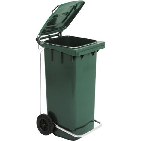 BIDONE RACCOLTA DIFFERENZIATA CARRELLATO 120LT +PEDALE+ANELLO+ASTE VARI COLORI, "Marrone" (1/5)