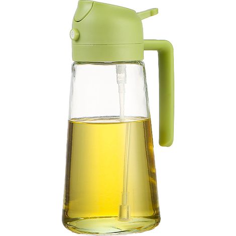 2 en 1 Vaporisateur Huile verre, Spray Huile Multifonctionnel,Pulvérisateur d'Huile pour Cuisine, Cuisson, Gril,avec Pinceau Cuisine et Goupillon Bouteille, Vert (1/4)