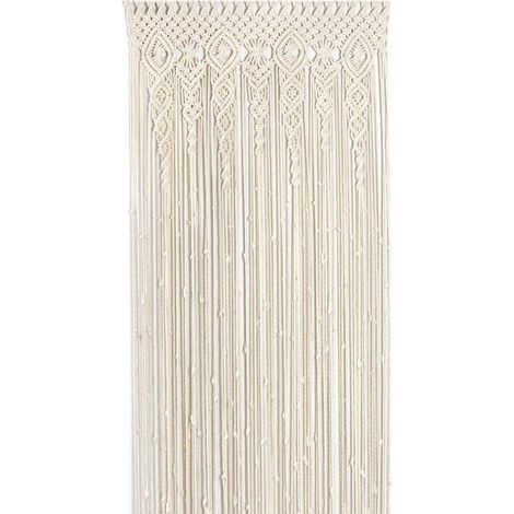 Rideau de porte en macramé de coton tissé à la main Tapisserie Panneau de fenêtre bohème Séparateur de pièce Décoration murale suspendue pour salon chambre entrée Beige, 36x72pouces(90x180cm) (1/5)