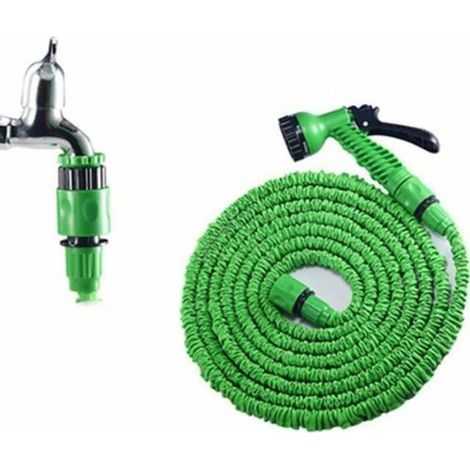 Tuyau d\\'arrosage,Tuyau d\\'arrosage Extensible Vert Extensible Rétractable avec 8 Fonction Pistolet (25 FT - 7.5m，VERT) (1/4)