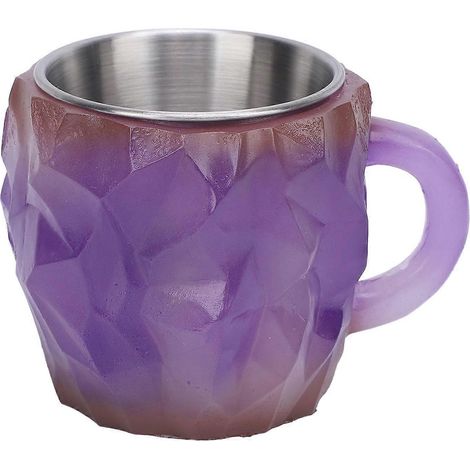 Multifunktionale Kaffeetasse aus Mineralkristall mit ergonomischem Griff, lila, mit ergonomischem Griff. (1/4)