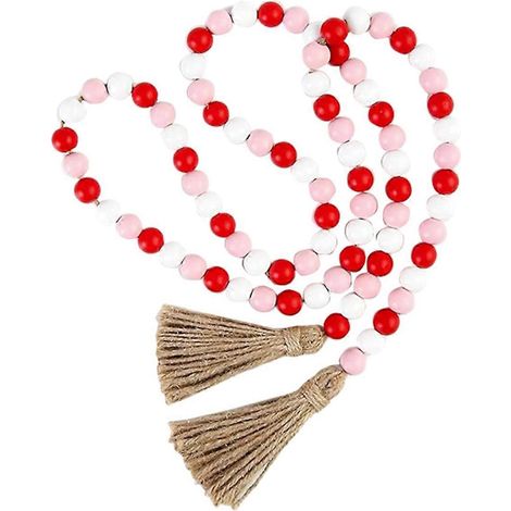 Guirlande de perles en bois pour la Saint-Valentin avec décoration rustique en perles de bois-- (1/5)