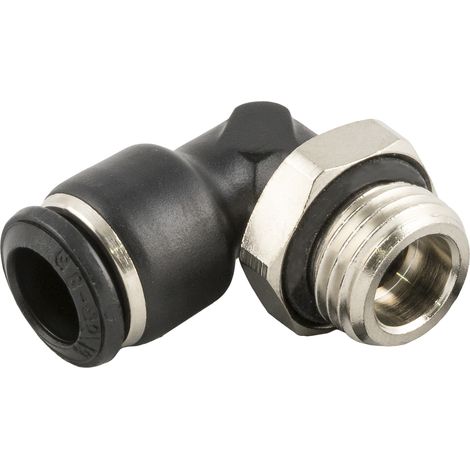 Adaptateur tube fileté coudé pneumatique RS PRO, Filetage, Tube vers Mâle M12 x 1 14mm M12 en Laiton nickelé ( Prix pour Paquet de 10 )