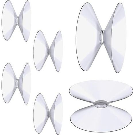 Ventouses Double Face, 6 Pièces 4 cm Ventouses Transparentes, Extra Fortes PVC Plastique Suspension Rideau Isolant Ventouse pour Miroir De Table En Verre, Miroir de fenêtre de salle (1/4)