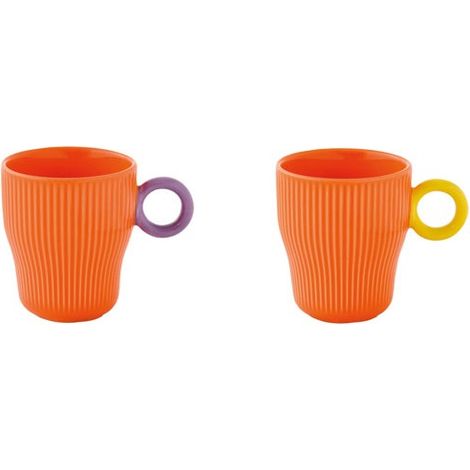 Set 2 Tazze di Caffè in Porcellana 90ml con Coperchio Twist & Match Arancione - Pozzi Milano Spa