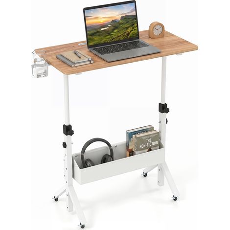 COSTWAY Scrivania Regolabile in Altezza 70-117cm Salvaspazio (Naturale) (1/5)
