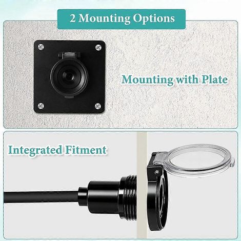 Prise murale étanche avec multiprise traversante pour Starlink Mini, dotée d'un connecteur femelle CC 5,5 x 2,1 en aluminium, idéale pour les camping-cars. (1/4)