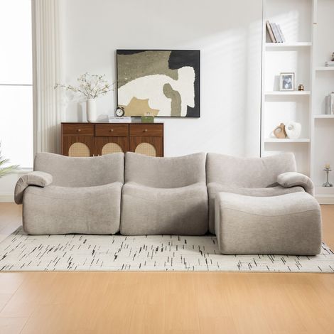 Modulares Sofa aus Chenille in Grau 37.5 x 34.5 x 90.5 cm HOMAIRE (1/5)