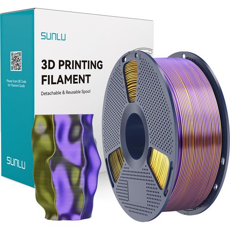 Filamento SUNLU PLA+ Seda Tricolor 1,75 mm 1 kg (negro-dorado-morado) (1/5)