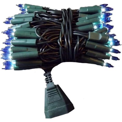 Luci natalizie blu per albero di Natale, 100 lumen, con presa extra e cavo verde 220V-240V 6,5 m (1/3)