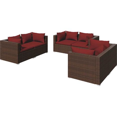 Maison Exclusive - 6-tlg. Garten-Lounge-Set mit Auflagen Poly Rat (1/5)