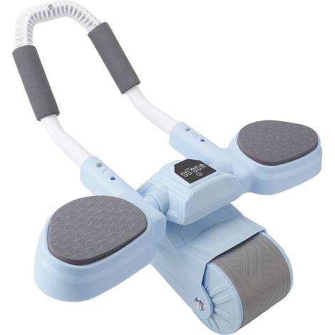 Roue abdominale à rebond automatique, sans fil, rechargeable, avec minuterie intelligente, pour la maison (bleue) (1/5)