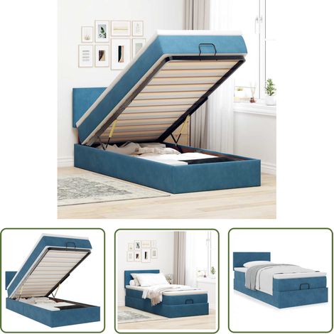 vidaXL Ottoman-Bett mit Matratze Dunkelblau 90x200 cm Samt (1/5)
