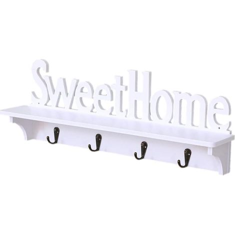 YMYNY Garderobenständer mit Regal, Wandgarderobe, Haken-Aufbewahrungsregal, kreatives Sweet Home, Wandmontiertes Aufbewahrungsregal für Flur, Badezimmer, Wohnzimmer, Schlafzimmer (1/5)
