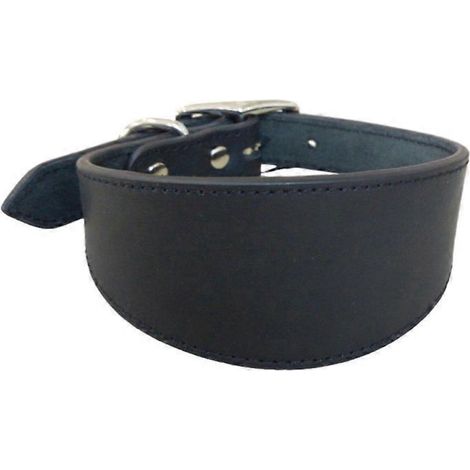 Breites Lederhalsband für Hunde mit weichem Futter, verstellbar, schwarz, Größe M, für kleine Hunde.