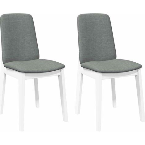 Lot de 2 Chaises à manger,Chaise de cuisine coussins blanc bois massif caoutchouc CFW13238 (1/5)