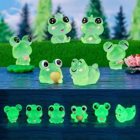 Leuchtender Frosch, 6er-Pack leuchtende Gartenfrösche, Mini-Harzfrosch, Gartendekorationsfrosch, Mini-Dekoration (1/4)