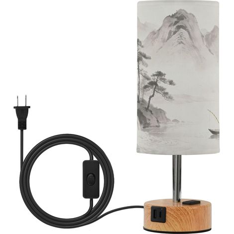 Yuiboo Lampe de chevet minimaliste noire et blanche avec ports (1/5)