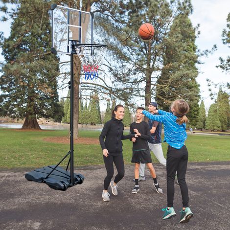 Basketballständer (82.5x61.5x17 cm), höhenverstellbar, mit Rollen, für Innen und Außen, Eisen, schwarz (1/5)