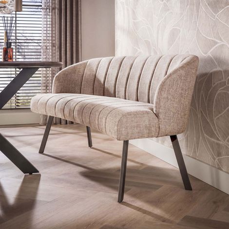 Banc 190x70x81 cm en tissu texturé sable et bronze - JORDI (1/4)